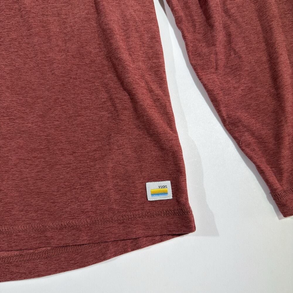 Vuori Shirt Mens Large Red Long Sleeve Waffle Knit Crewneck Pullover V178 - Picture 2 of 6